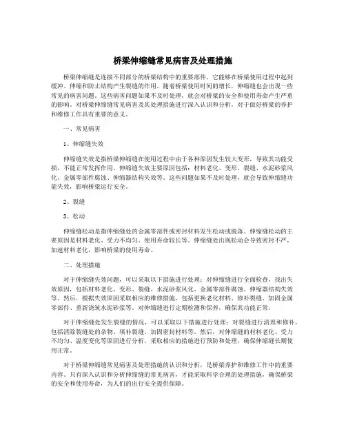 桥梁伸缩缝常见病害及处理措施