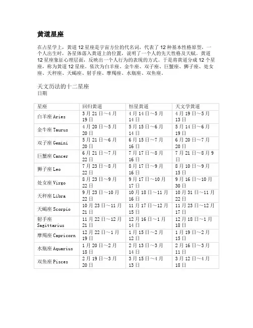 黄道星座