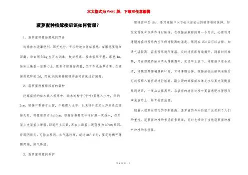 菠萝蜜种植嫁接后该如何管理？
