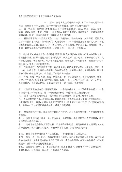 男人生活感悟的句子(男人生活说说心情短语)