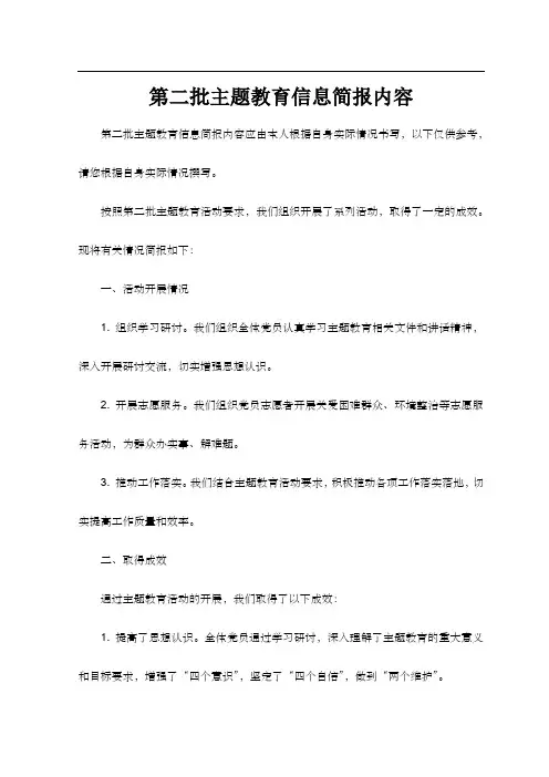 第二批主题教育信息简报内容