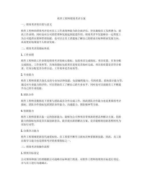 软件工程师绩效考评方案