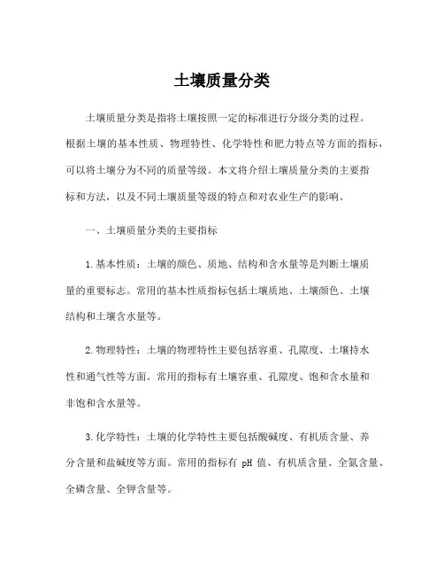 土壤质量分类