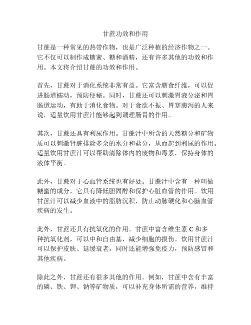 甘蔗功效和作用