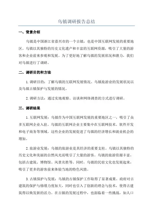 乌镇调研报告总结