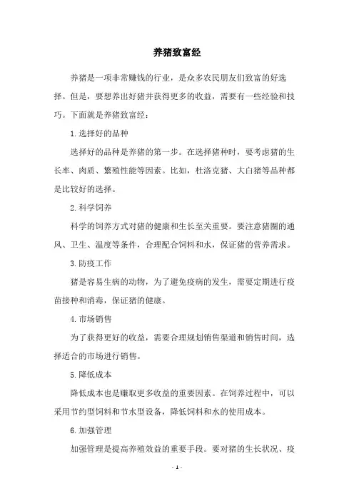养猪致富经