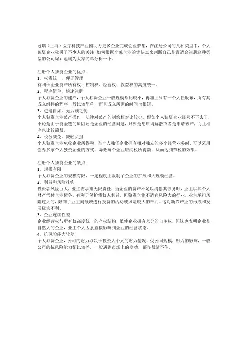 个独企业优缺点