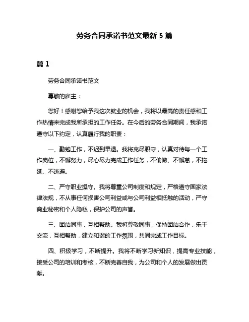 劳务合同承诺书范文最新5篇