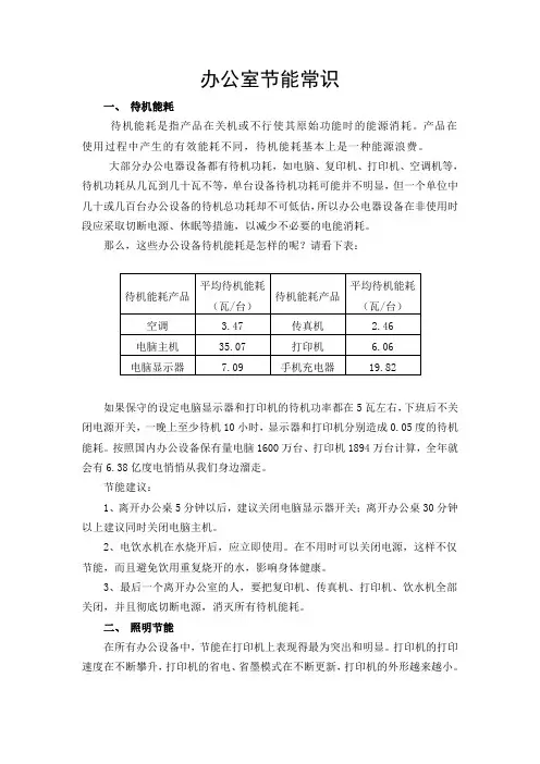 办公室节能减排常识