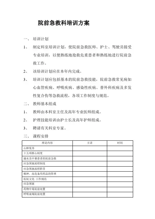 院前急救培训方案