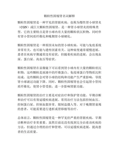 颗粒性固缩肾名词解释