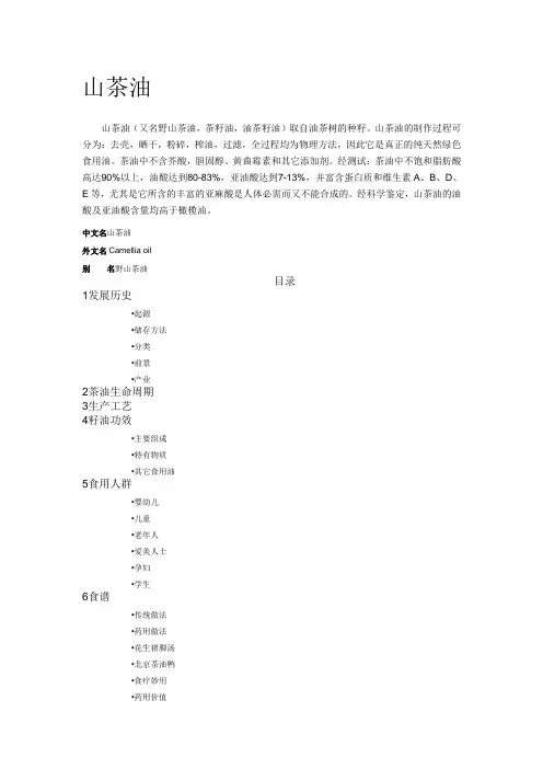 山茶油功效