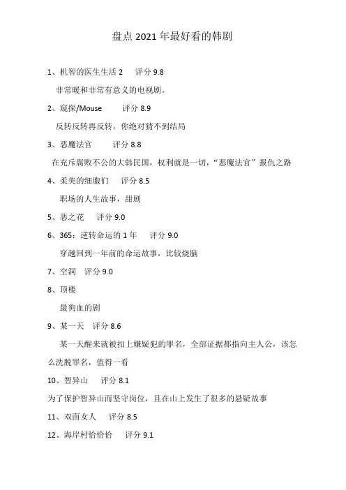盘点2021年最好看的韩剧