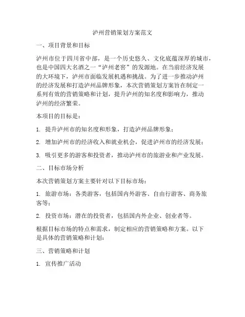 泸州营销策划方案范文