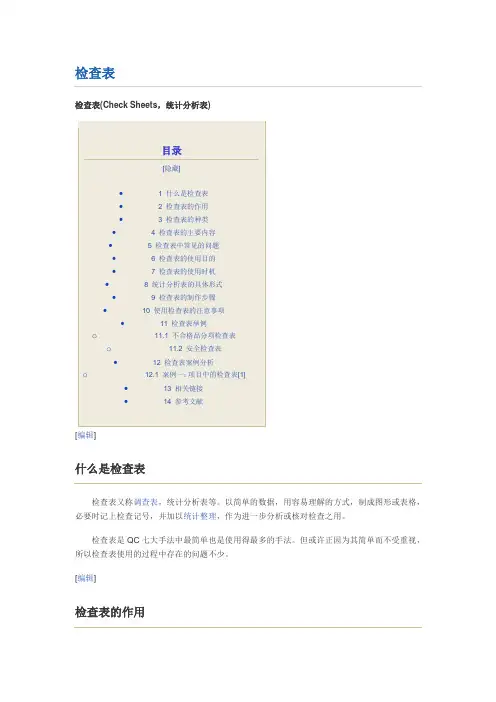 检查表