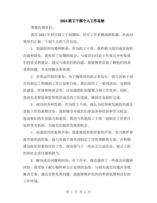 2024组工干部个人工作总结