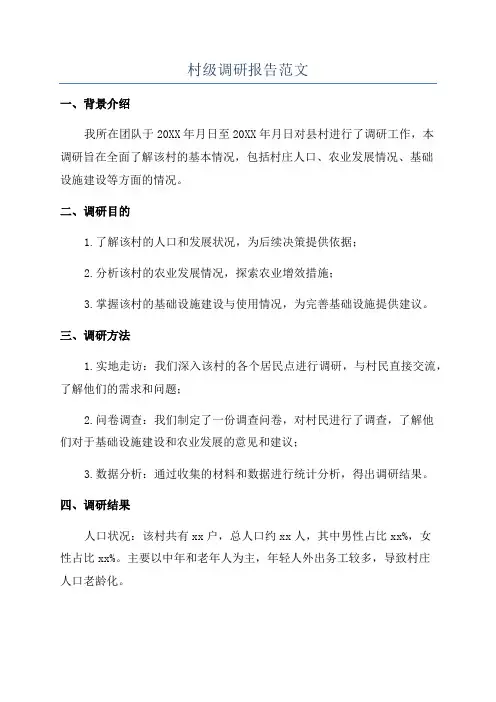 村级调研报告范文