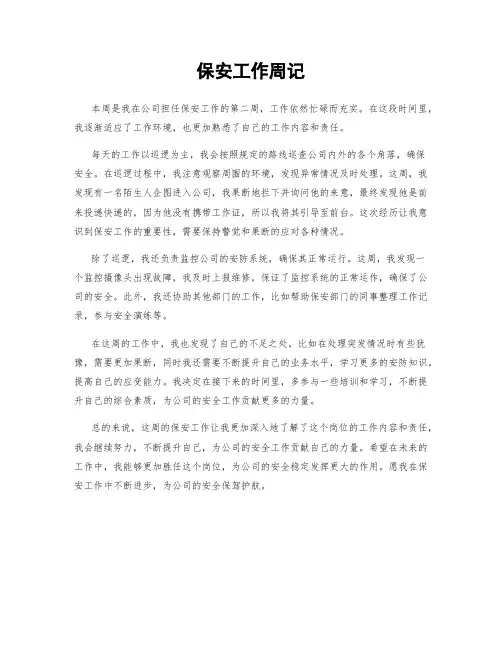 保安工作周记