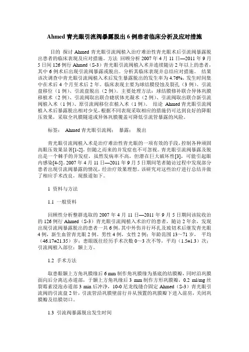 Ahmed青光眼引流阀暴露脱出6例患者临床分析及应对措施