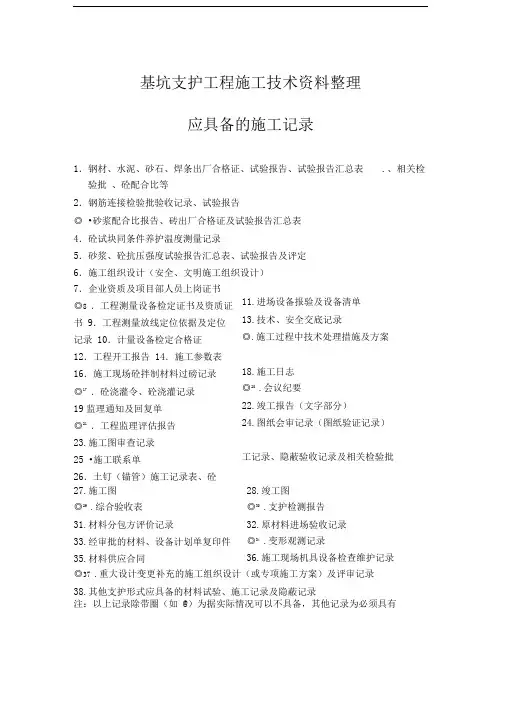 基坑支护工程资料全套