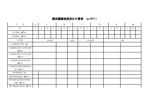 灌溉制度计算表