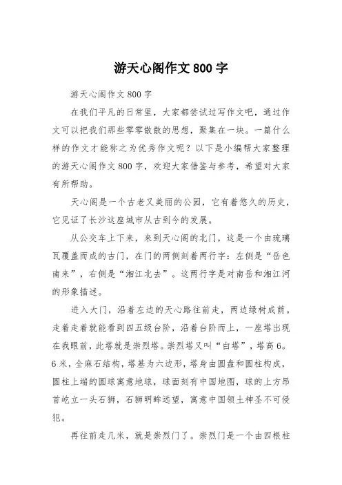 游天心阁作文800字