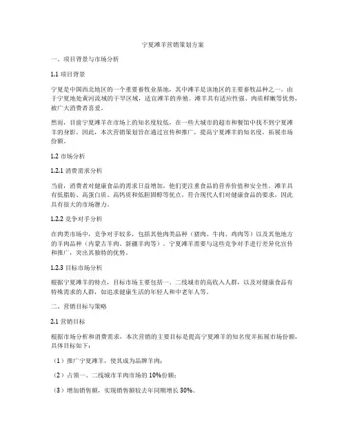 宁夏滩羊营销策划方案