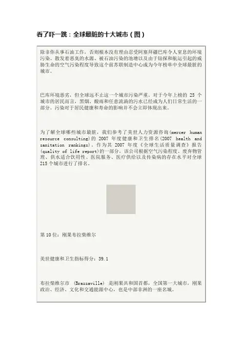 看了吓一跳：全球最脏的十大城市（图）