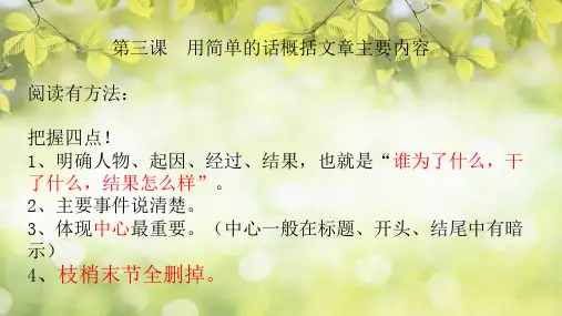 小学阅读课件第三课概括文章主要内容