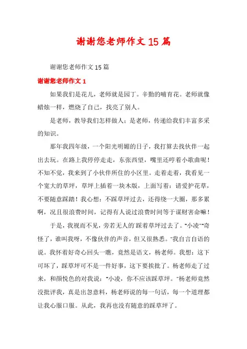 谢谢您老师作文15篇