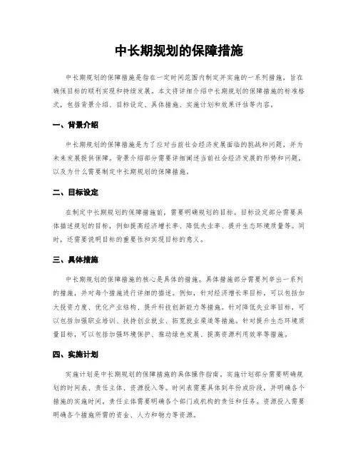 中长期规划的保障措施