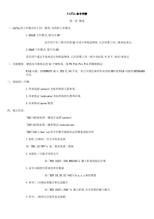 catia_命令详解及快捷键设置
