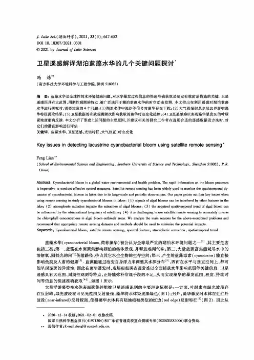 卫星遥感解译湖泊蓝藻水华的几个关键问题探讨