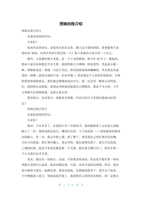 班级自我介绍