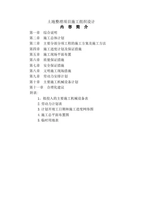 土地整理项目技术标