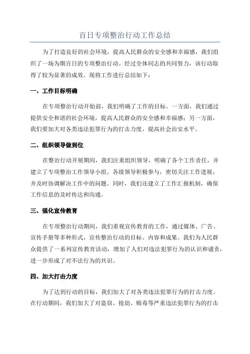 百日专项整治行动工作总结