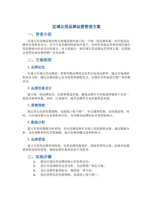 区域公用品牌运营管理方案