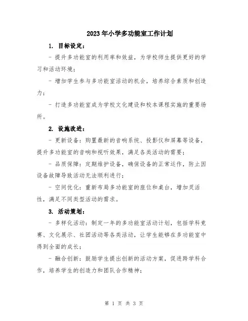 2023年小学多功能室工作计划