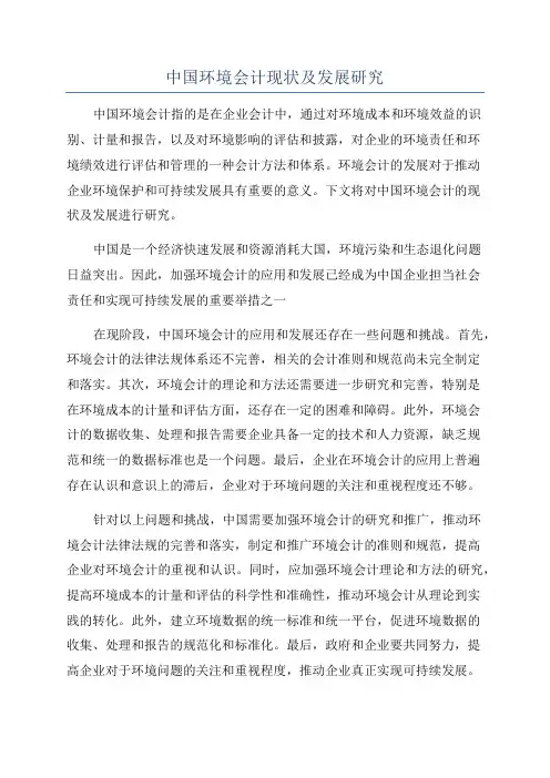 中国环境会计现状及发展研究