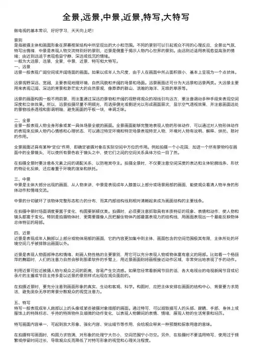 全景,远景,中景,近景,特写,大特写