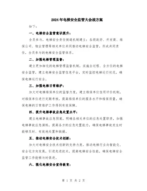 2024年电梯安全监管大会战方案