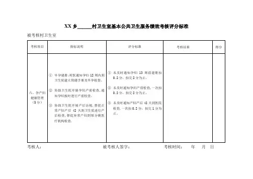 村卫生室基本公共卫生服务绩效考核评分标准孕产妇评分