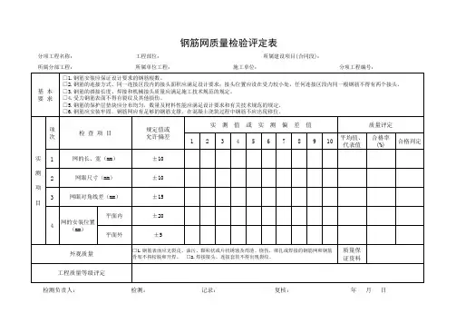 钢筋网质量检验评定记录表