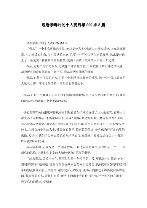观看禁毒片的个人观后感800字5篇