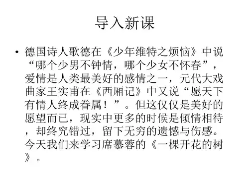 优课高中鲁人版语文(选修《中国当代诗歌选读》)教学课件：第16课《一棵开花的树》 (共33张PPT)
