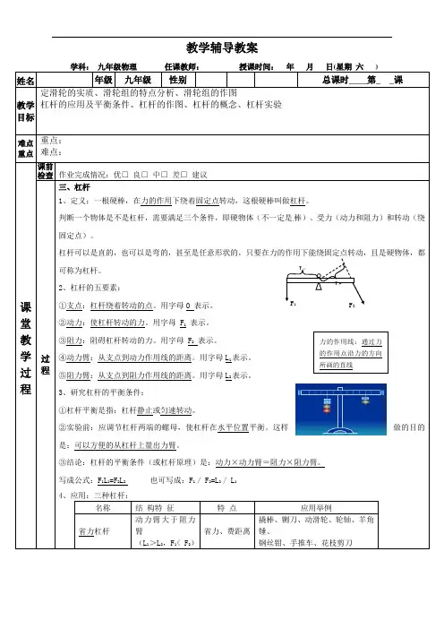 八年级下册杠杆滑轮辅导