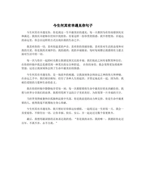 今生何其有幸遇见你句子