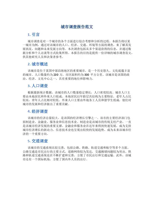 城市调查报告范文