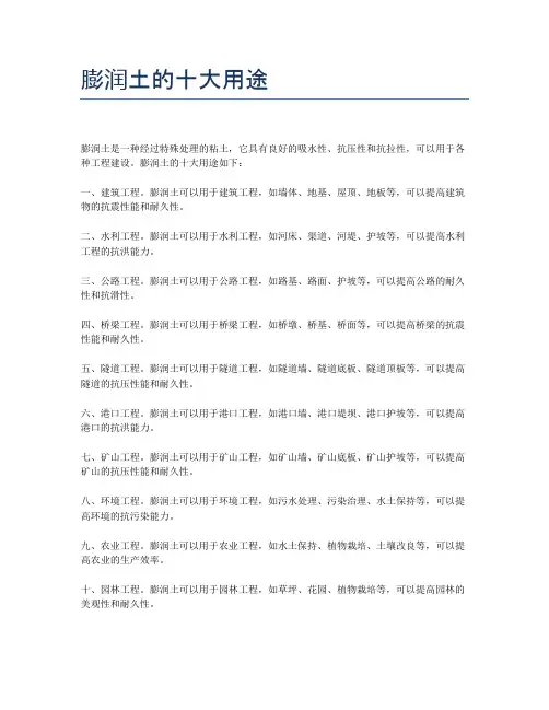 膨润土的十大用途