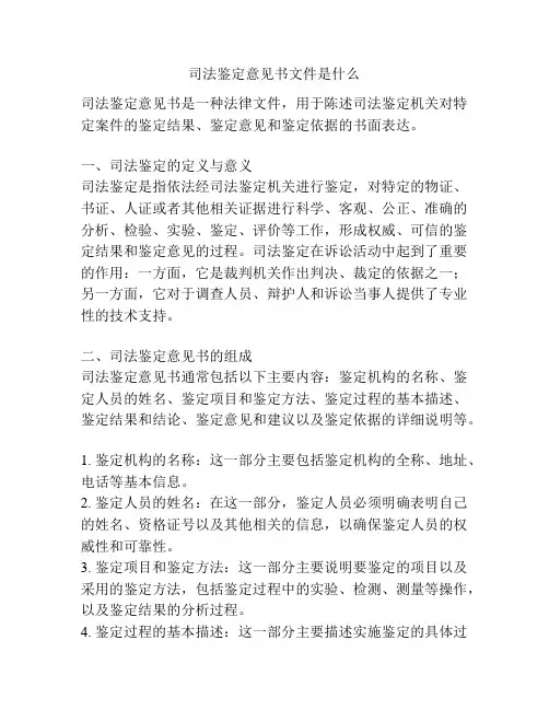 司法鉴定意见书文件是什么
